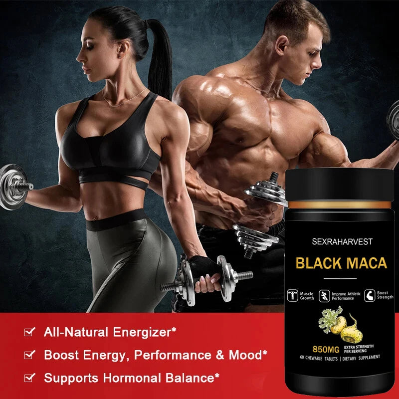 Black Maca Root Capsules – Natural Energy, Endurance & Vitality Support for Men & Women | Muscle & Performance Booster