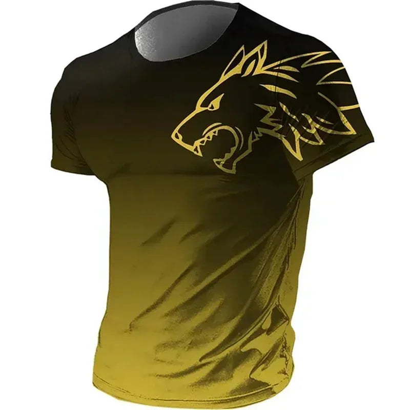 Men’s Quick-Dry Fitness T-Shirt – 3D Wolf Graphic Gym & Training Tee | Breathable Summer Sportswear