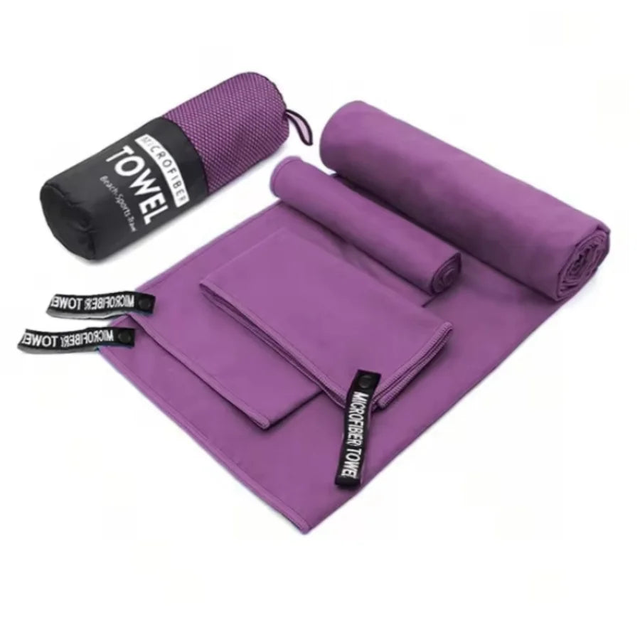 3-Piece Quick-Dry Microfiber Towel Set – Fast-Drying Travel Towels in 3 Sizes for Camping, Beach, Gym, Sports & Yoga | Ultra-Absorbent & Lightweight