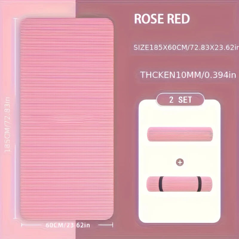 10mm / 15mm Thick NBR Yoga Mat – Extra Thick Anti-Slip Fitness Mat for Yoga, Pilates, Stretching & Home Workouts (Waterproof, Joint Support)