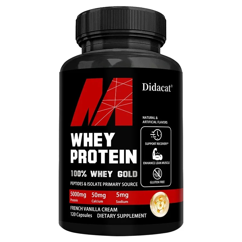 Whey Protein Concentrate – 5000mg Protein, Gluten-Free & Non-GMO Capsules for Muscle Growth, Post-Workout Recovery & Immune Support
