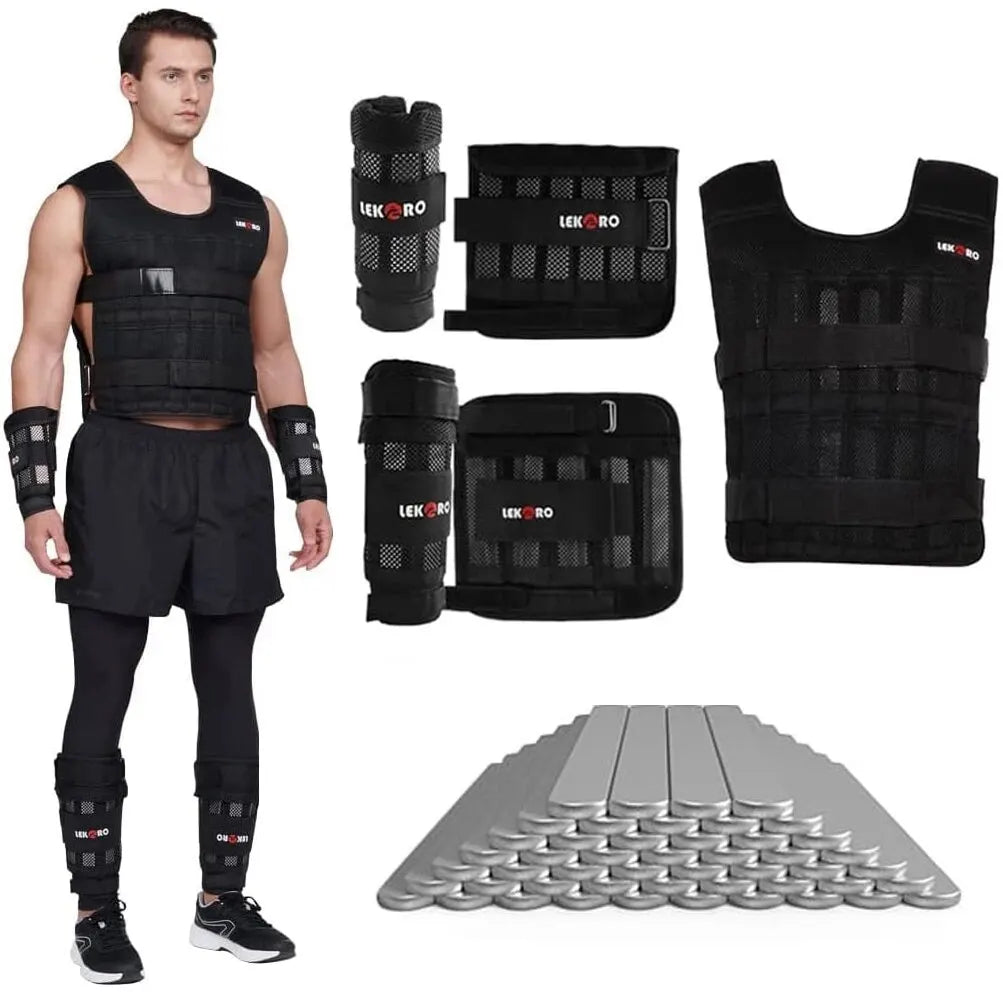 20KG Adjustable Weighted Training Vest Set – Empty Weight Bags for Running, Fitness, Strength Training | Chest, Arm & Leg Weight Pouches