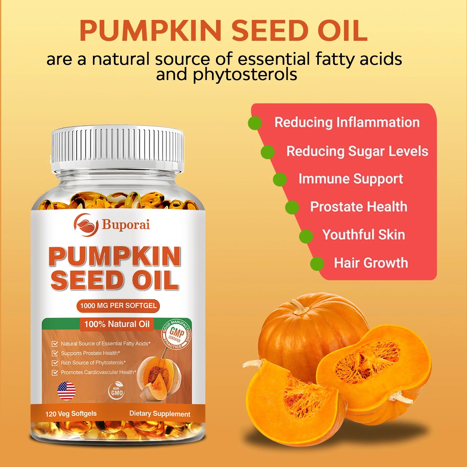 Pumpkin Seed Oil Capsules – Hair Growth, Prostate & Urinary Tract Support | Heart & Cardiovascular Health