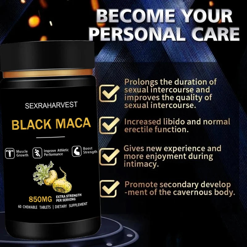 Black Maca Root Capsules – Natural Energy, Endurance & Vitality Support for Men & Women | Muscle & Performance Booster