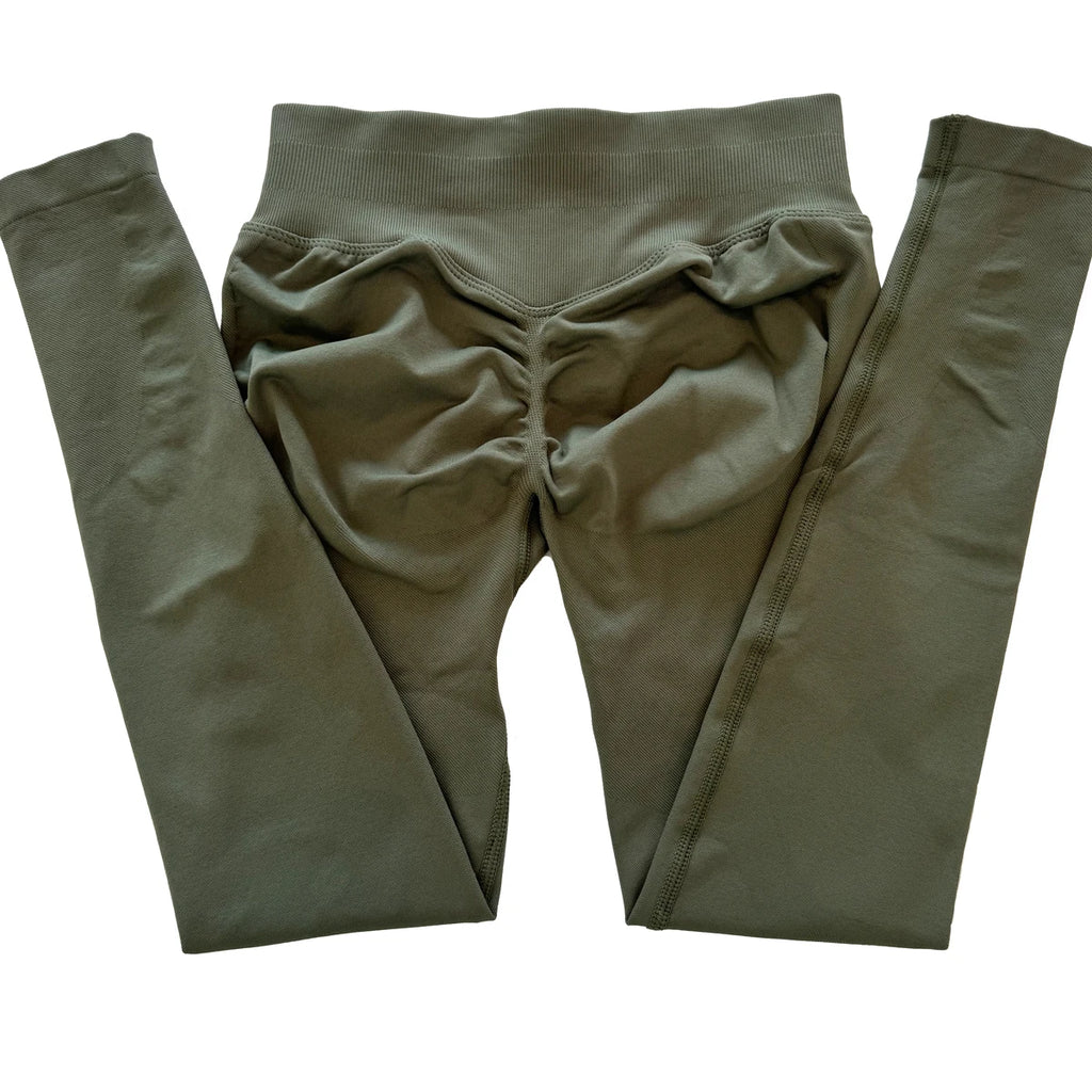 Scrunch Bum Seamless Gym Leggings for Women – Low Waist Push-Up Yoga Pants, Sweat-Wicking Workout Tights, Second-Skin Fit