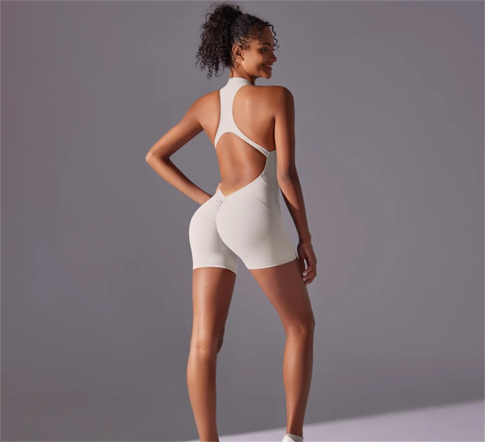 Women’s Seamless One-Piece Yoga Jumpsuit – High-Intensity Compression Sports Bodysuit, Nude-Feel Tight Fit for Running, Fitness & Training