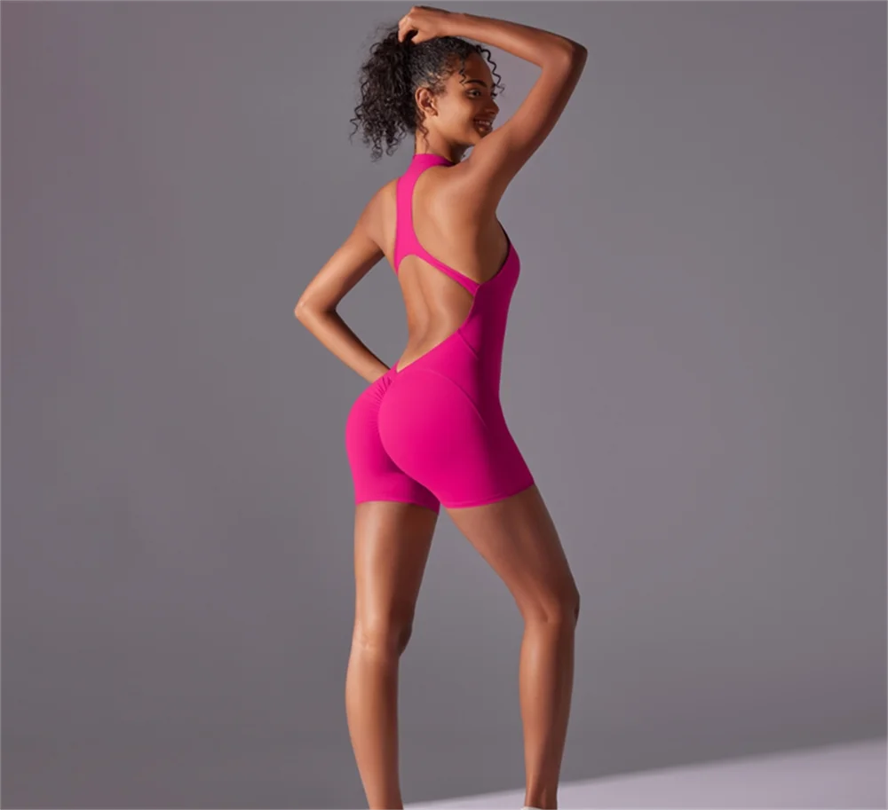 Women’s Seamless One-Piece Yoga Jumpsuit – High-Intensity Compression Sports Bodysuit, Nude-Feel Tight Fit for Running, Fitness & Training