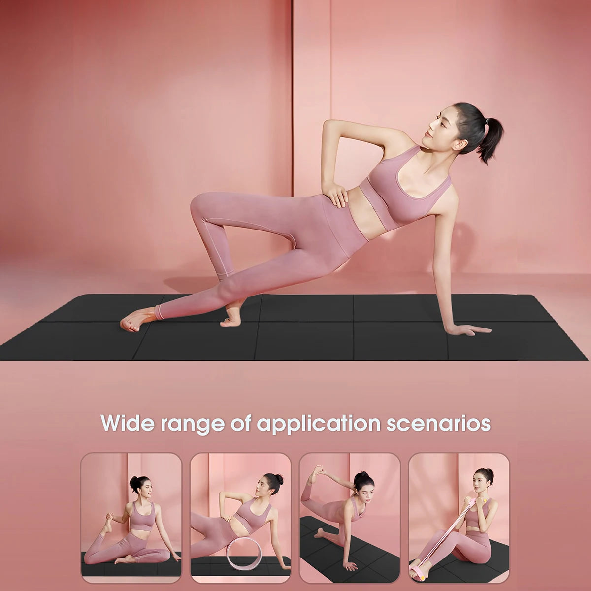 Black Foldable EVA Travel Yoga Mat – Eco-Friendly, Lightweight & Non-Slip Fitness Mat (3/4/6mm) for Yoga, Pilates, Home & Gym Workouts