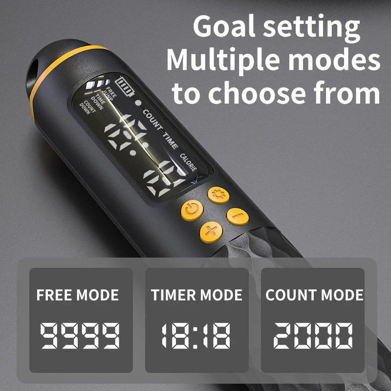 Rechargeable Digital Jump Rope Trainer – Adjustable Electronic Skipping Rope with Wireless/Ropeless Mode, LCD Counter & Calorie Tracker | USB Charging Fitness Tool