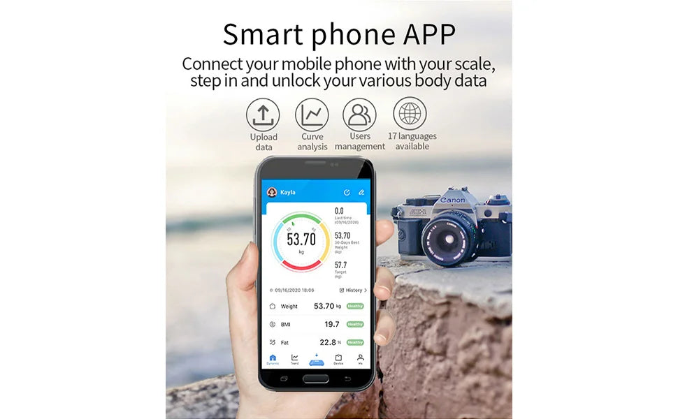 Smart Body Fat Scale with Bluetooth App – Rechargeable Digital Weight Scale for BMI, Muscle & Body Composition Tracking