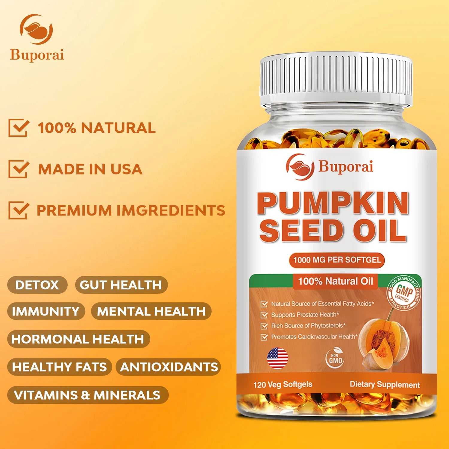 Pumpkin Seed Oil Capsules – Hair Growth, Prostate & Urinary Tract Support | Heart & Cardiovascular Health