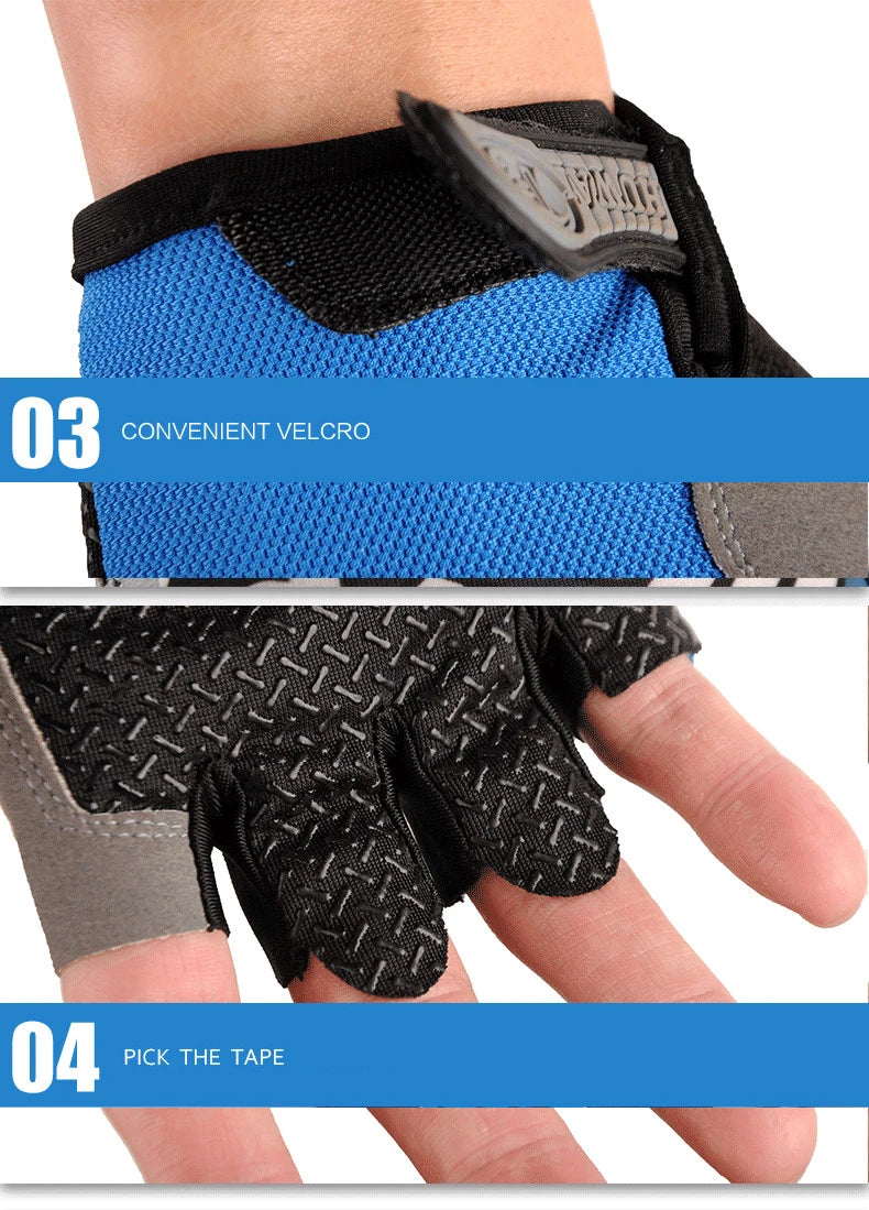 Performance Breathable Anti-Slip Fingerless Gym & Cycling Gloves for Men & Women – Shockproof Half-Finger Fitness, Fishing, Riding & Outdoor Sports Gloves