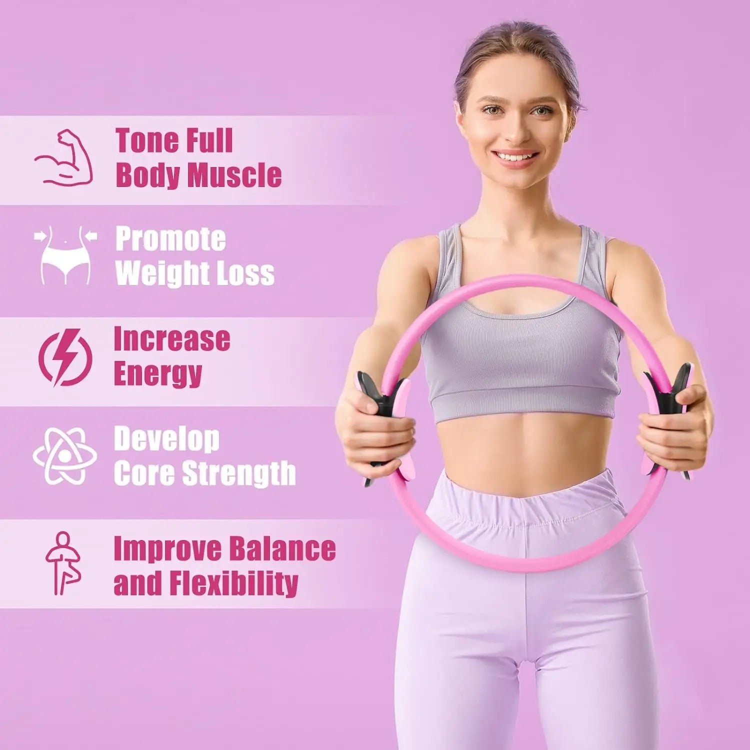 Pilates Ring Magic Circle – Resistance Fitness Circle for Toning Thighs, Abs & Legs | Strength Training Yoga Ring for Home, Gym & Studio Workouts