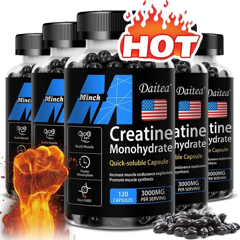Creatine Monohydrate Capsules 3000mg – Strength, Muscle Growth & Performance Support | Keto-Friendly Creatine Supplement