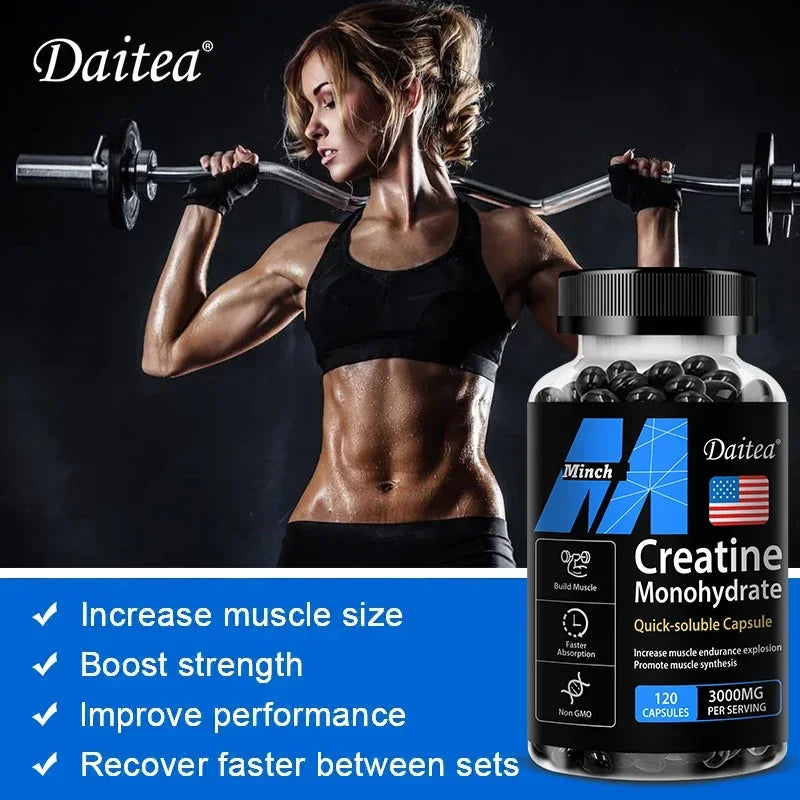 Creatine Monohydrate Capsules 3000mg – Strength, Muscle Growth & Performance Support | Keto-Friendly Creatine Supplement
