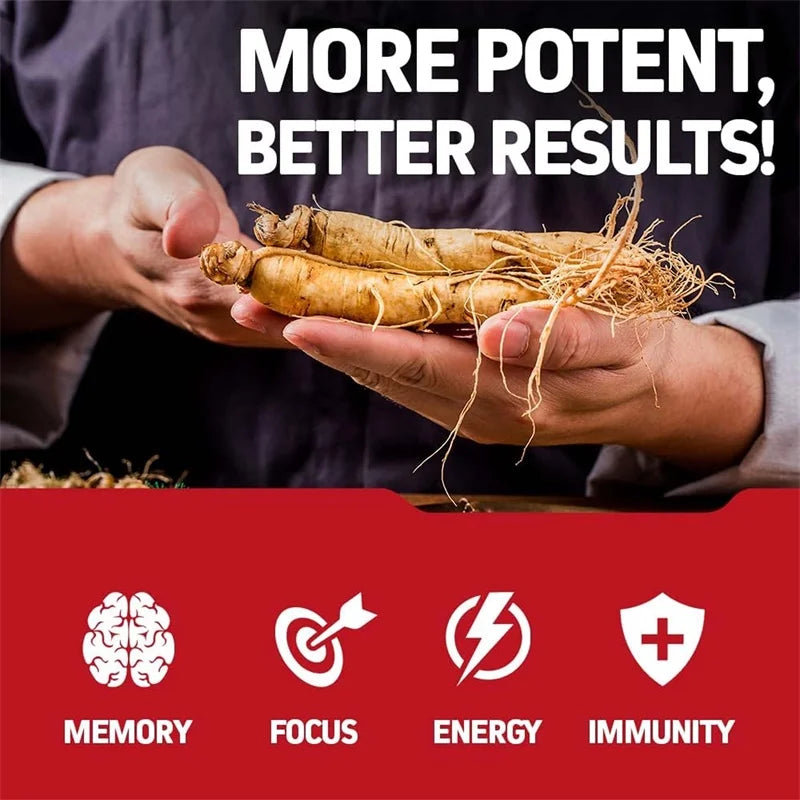 Korean Red Panax Ginseng Capsules – Natural Energy, Focus & Vitality Support | Performance & Endurance Formula