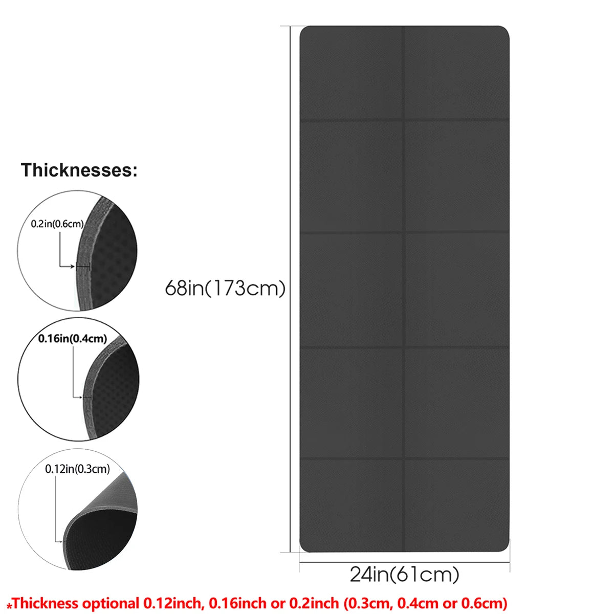 Black Foldable EVA Travel Yoga Mat – Eco-Friendly, Lightweight & Non-Slip Fitness Mat (3/4/6mm) for Yoga, Pilates, Home & Gym Workouts