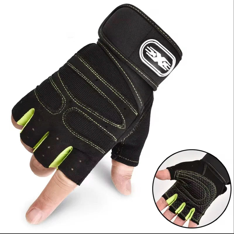 Fitness Half Finger Gym Gloves with Wrist Support – Non-Slip Weightlifting & Training Gloves for Men & Women | Dumbbells, Pull Ups, Cross Training