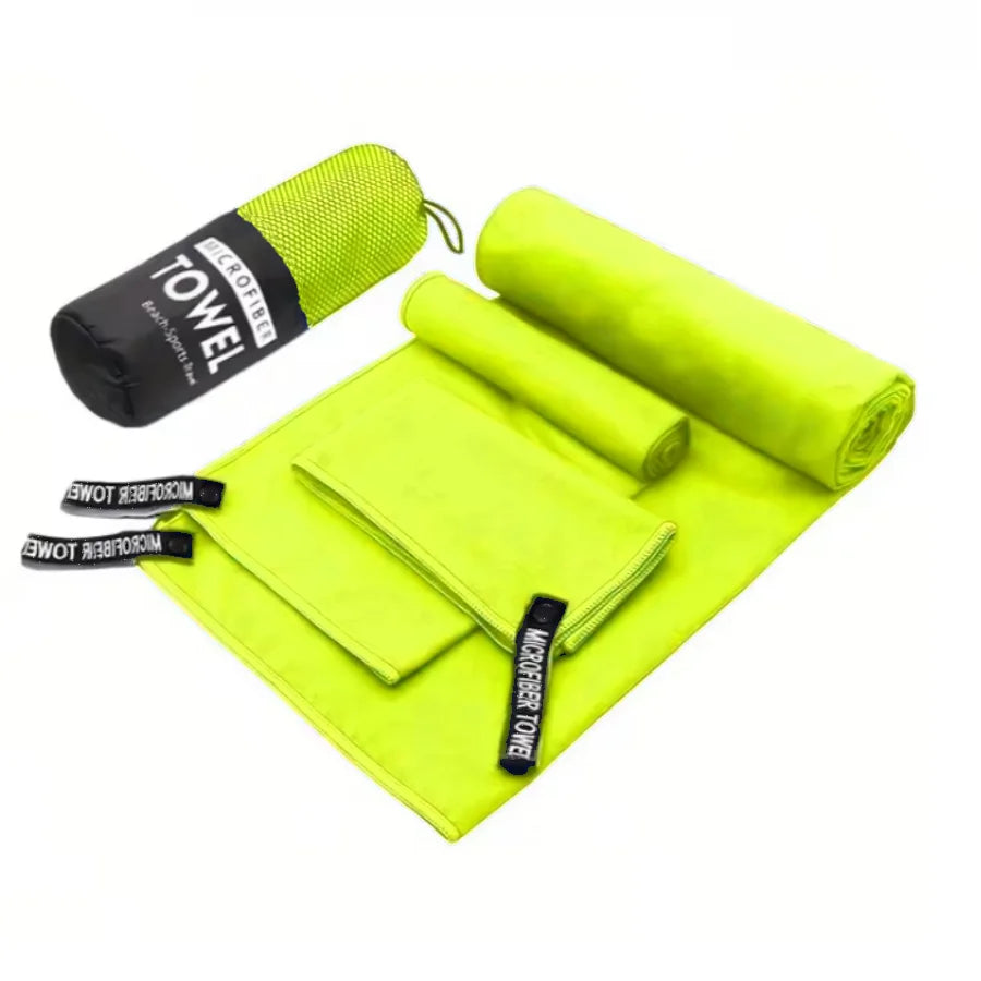 3-Piece Quick-Dry Microfiber Towel Set – Fast-Drying Travel Towels in 3 Sizes for Camping, Beach, Gym, Sports & Yoga | Ultra-Absorbent & Lightweight