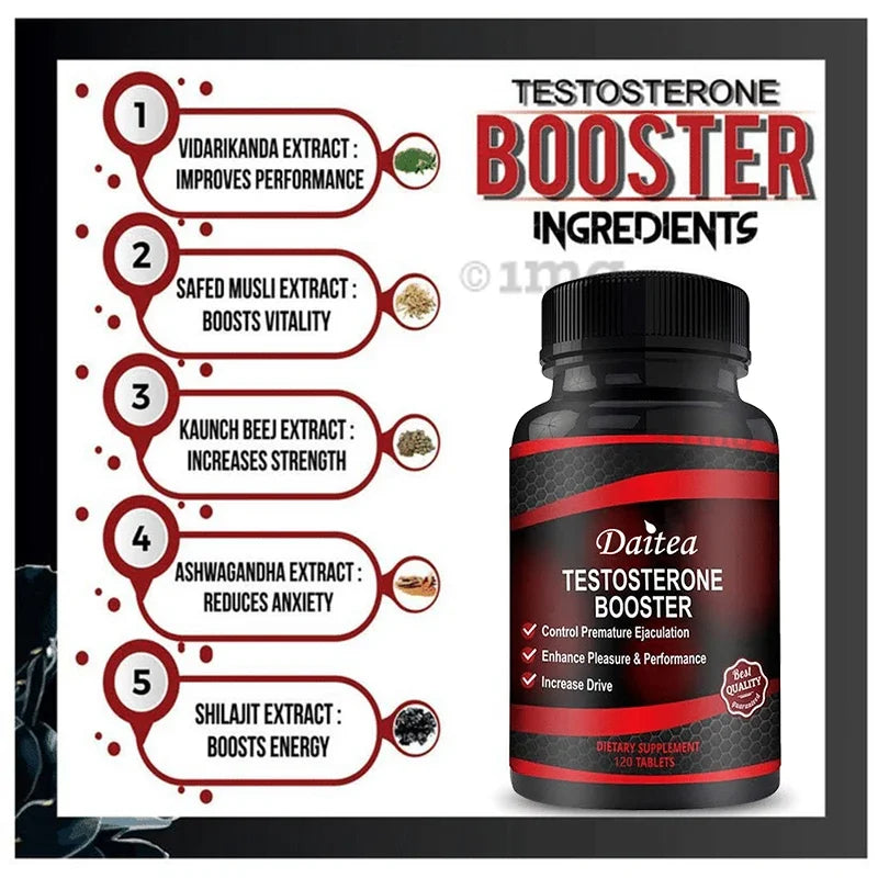 Testosterone Booster Capsules – Strength, Stamina & Energy Support for Muscle Growth & Performance (30/60/120 Count)