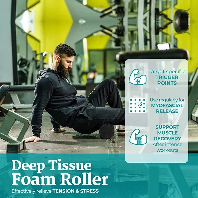 33cm High-Density EPP Foam Roller – Deep Tissue Yoga Massage Roller for Muscle Recovery, Pilates, Physio & Home Gym Fitness (Black)