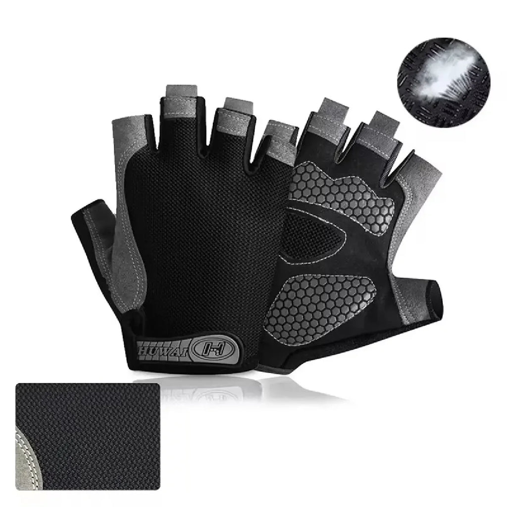Performance Breathable Anti-Slip Fingerless Gym & Cycling Gloves for Men & Women – Shockproof Half-Finger Fitness, Fishing, Riding & Outdoor Sports Gloves