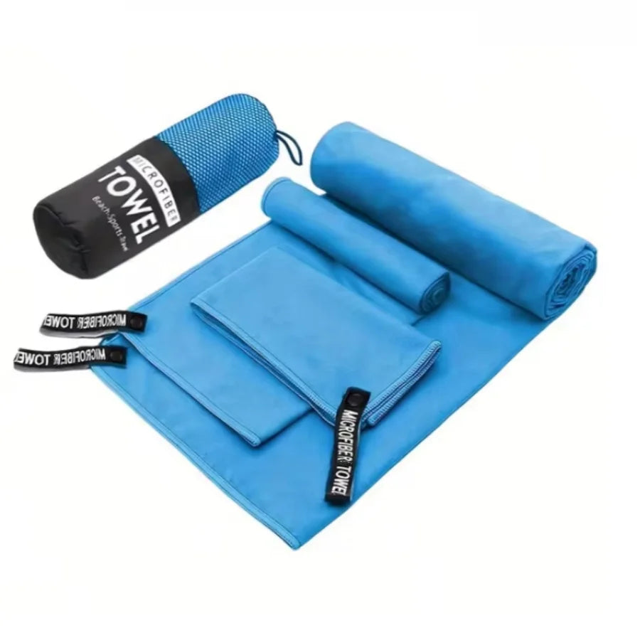 3-Piece Quick-Dry Microfiber Towel Set – Fast-Drying Travel Towels in 3 Sizes for Camping, Beach, Gym, Sports & Yoga | Ultra-Absorbent & Lightweight