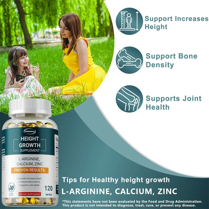 Height Growth Supplements – Bone Strengthening & Natural Growth Support for Children, Teens & Adults, 30/60/120 Capsules