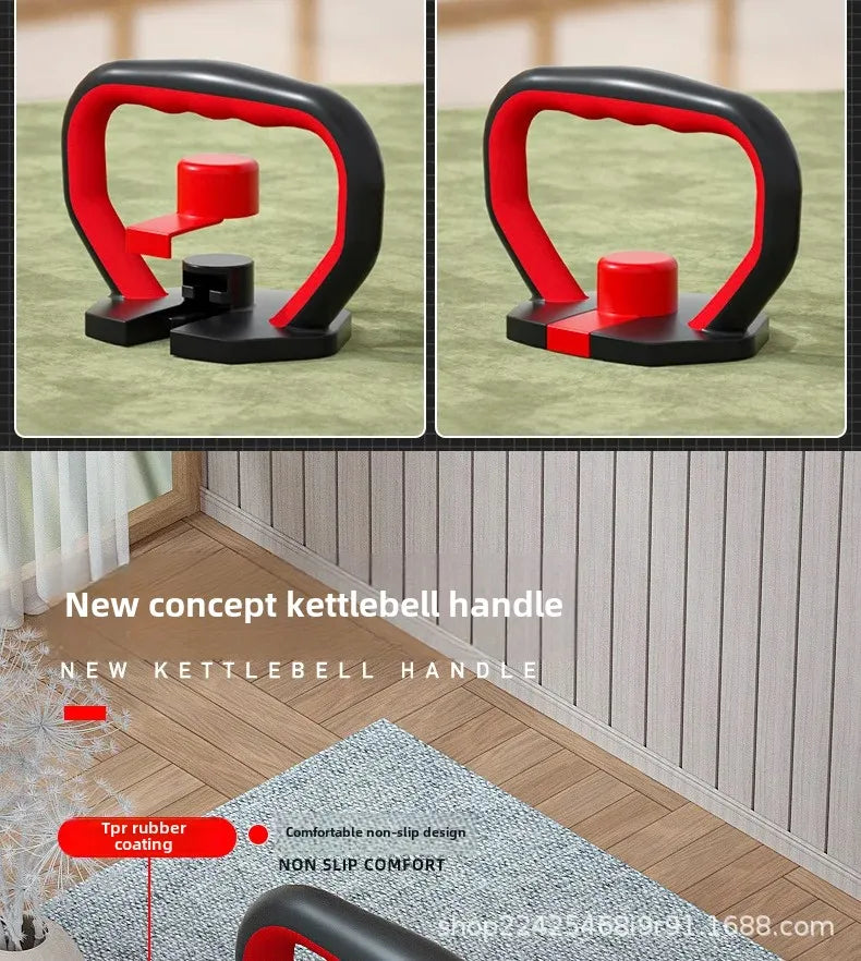 Adjustable Weight Dumbbell Handle & Kettlebell Base – Eco‑Friendly Home Gym Push‑Up & Strength Training Tool