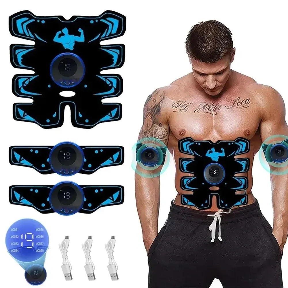 USB Rechargeable EMS Muscle Stimulator  3-in-1 ABS & Arm Trainer, Smart Wireless Abdominal & Body Slimming Device