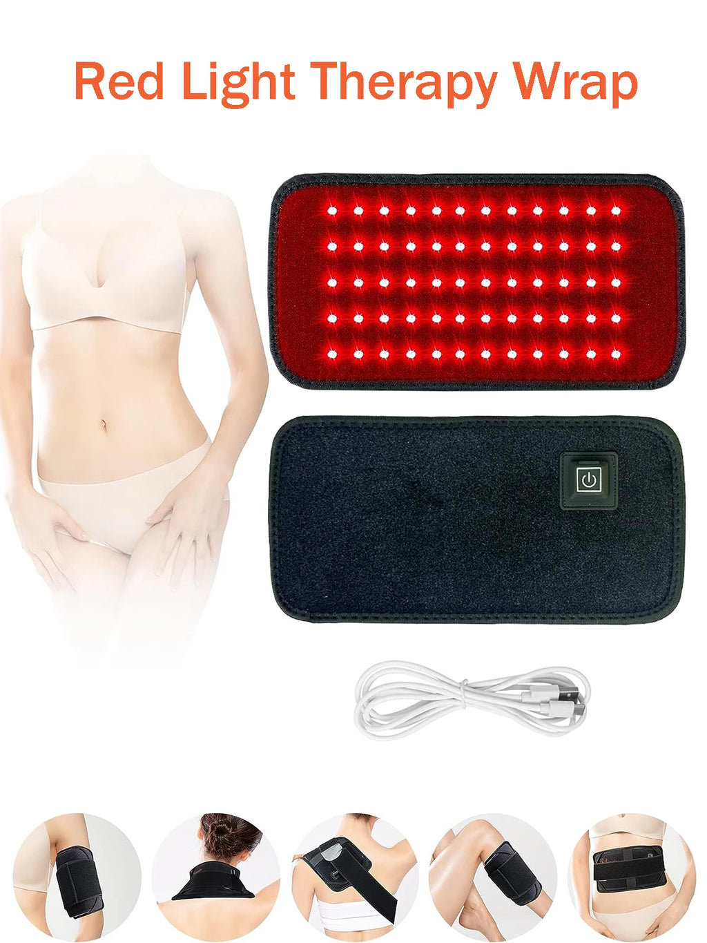 Red & Infrared Light Therapy Belt (660nm & 850nm) – LED Recovery & Heat Wrap for Waist, Back, Muscles & Full Body