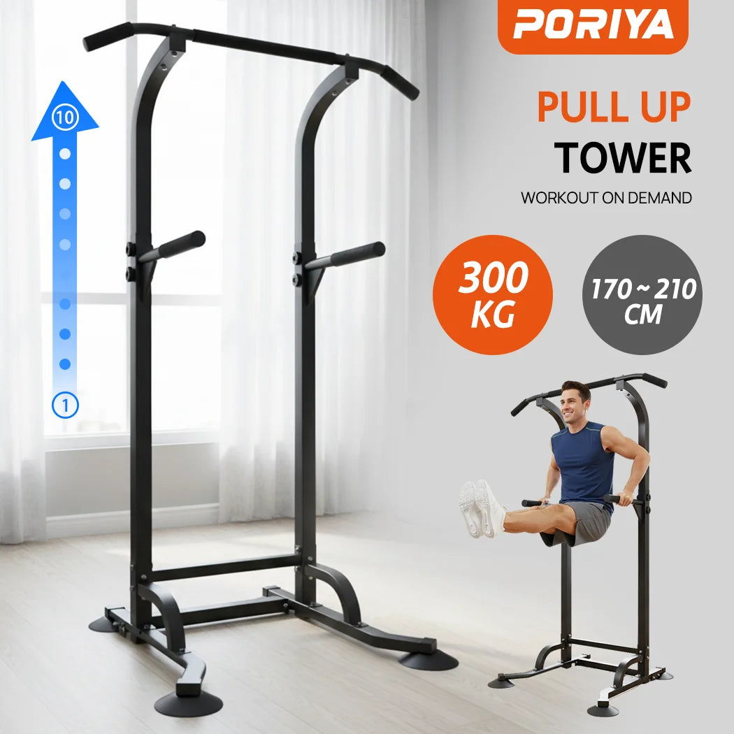 Foldable Power Tower Pull-Up Station – Chin Up, Dip & Knee Raise Home Gym Strength Training Tower