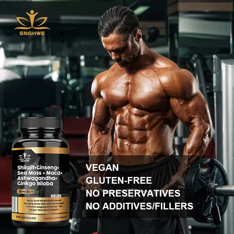 Shilajit Supplement with Ginseng, Sea Moss, Ashwagandha & Ginkgo – Natural Energy, Immunity & Gut Health Support