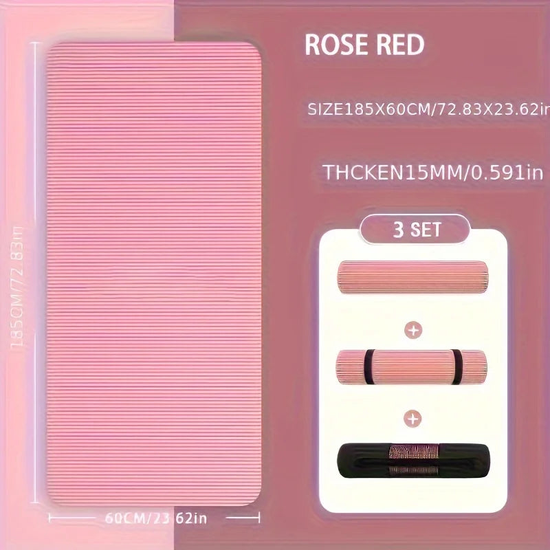 10mm / 15mm Thick NBR Yoga Mat – Extra Thick Anti-Slip Fitness Mat for Yoga, Pilates, Stretching & Home Workouts (Waterproof, Joint Support)