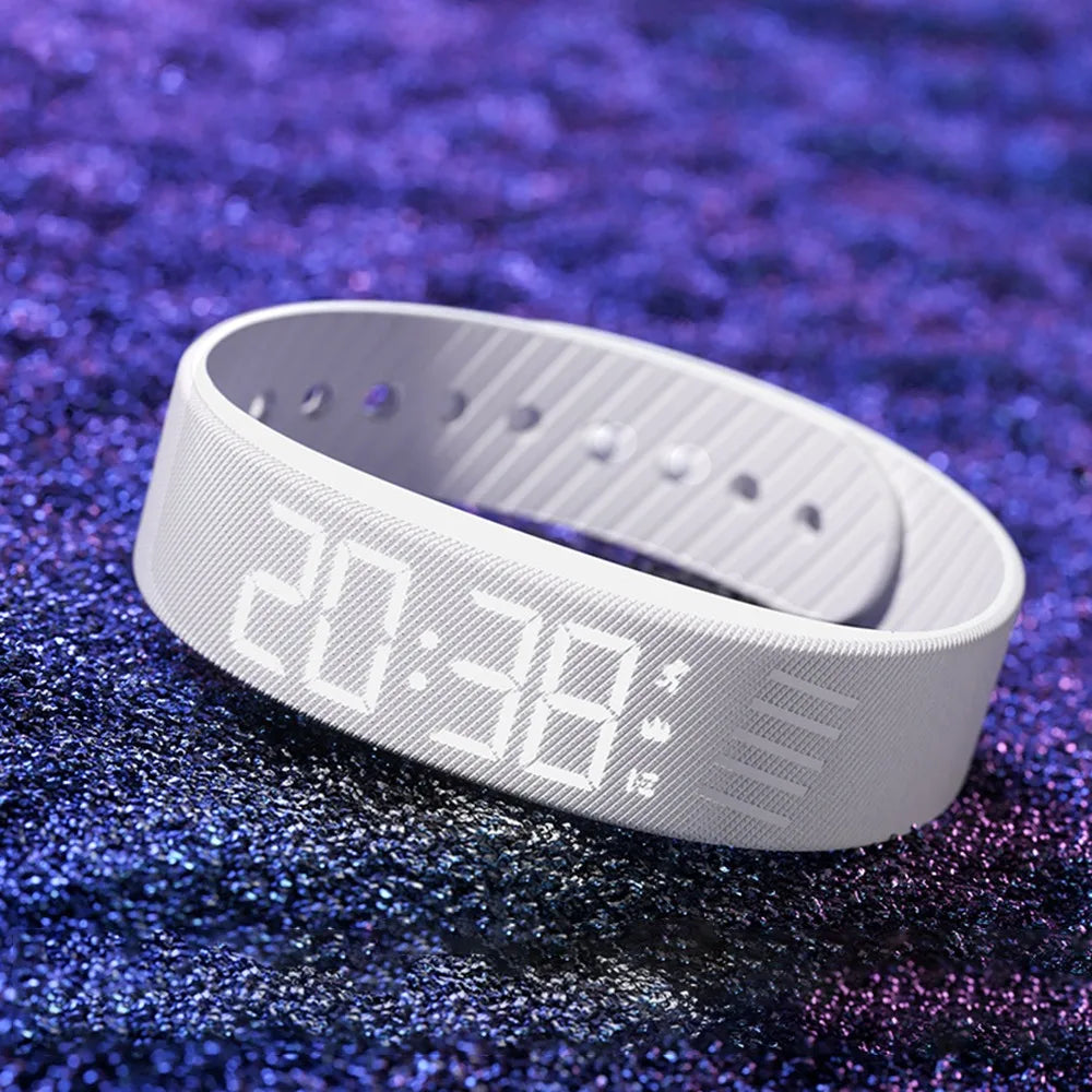 Vibrating Alarm Watch with Pedometer – Silent LED Digital Fitness Bracelet, Snooze-Proof Sleep Alarm, Waterproof Wristband