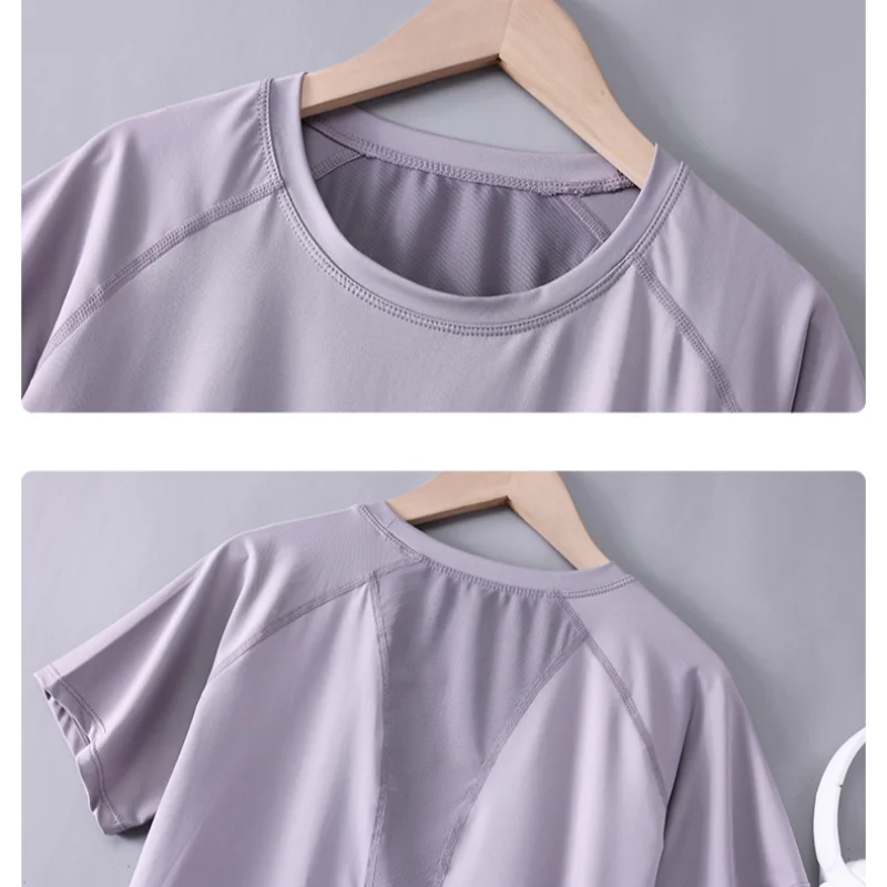 Women’s 2-Piece Yoga Set – Breathable Summer Sports Outfit with Short Sleeve Top & Running Shorts, Quick-Dry Fitness & Training Set