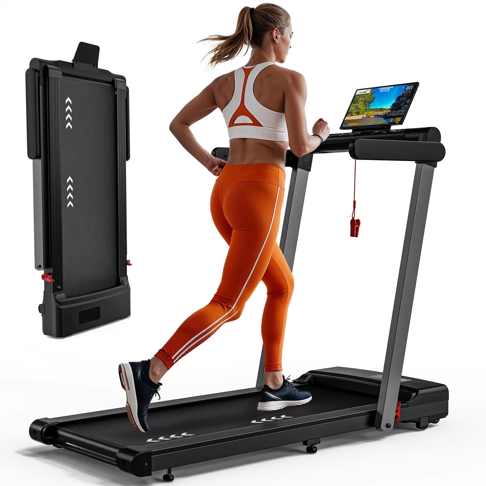 2-in-1 Foldable Home Treadmill with 2-Year Warranty – 12 km/h Electric Running & Walking Machine, Shock-Absorbing, Dual LED Display, 12 Programs, App & Bluetooth Compatible
