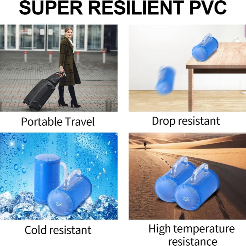 Adjustable Water-Filled Dumbbells – Portable Travel Weights (1–2.5kg Pair) | PVC Water Weight Bags for Strength Training, Home Fitness & Full-Body Workouts