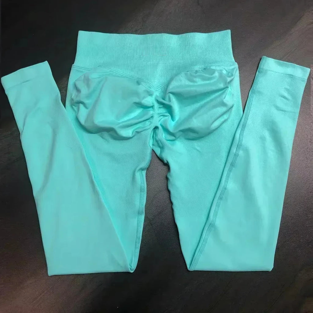 Scrunch Bum Seamless Gym Leggings for Women – Low Waist Push-Up Yoga Pants, Sweat-Wicking Workout Tights, Second-Skin Fit