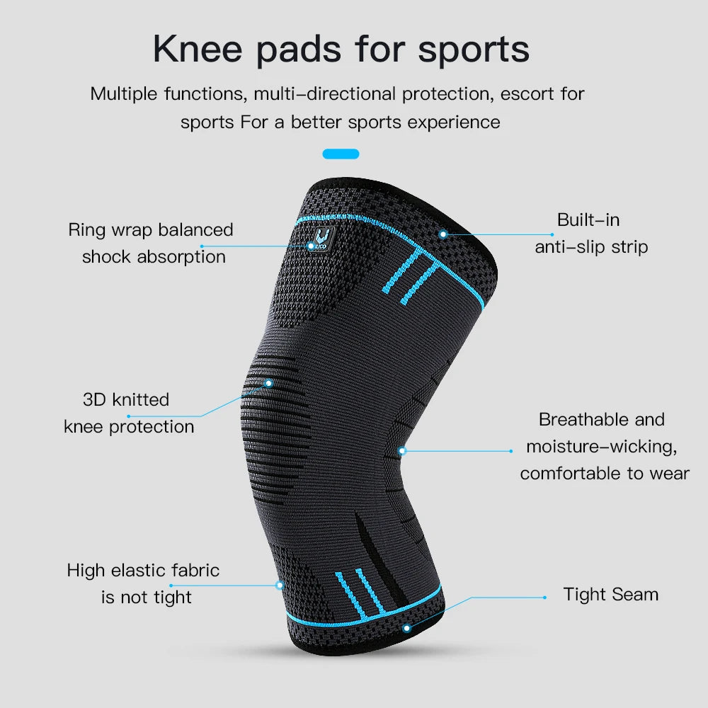 Compression Knee Support Sleeve – Elastic Breathable Knee Brace with Shock Absorption for Gym, Running, Basketball & Volleyball