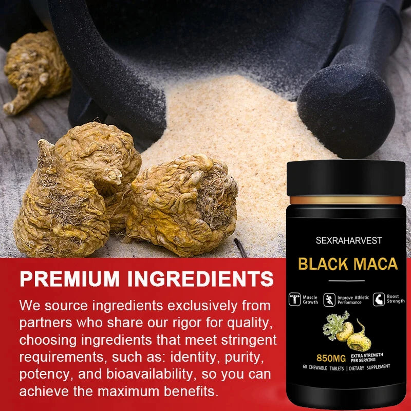 Black Maca Root Capsules – Natural Energy, Endurance & Vitality Support for Men & Women | Muscle & Performance Booster