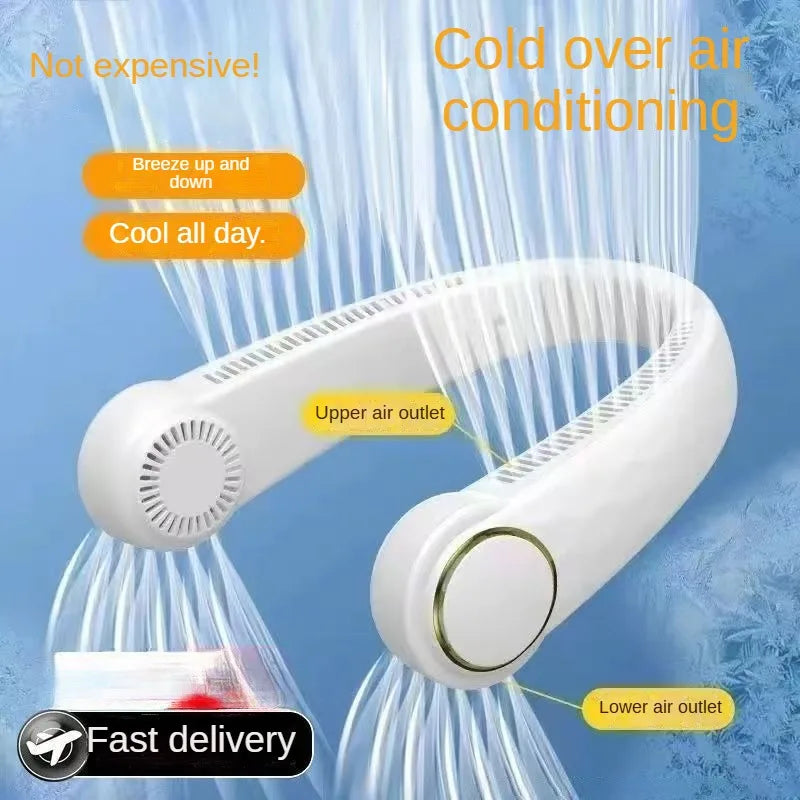 Portable Bladeless Neck Fan – USB Rechargeable Mini Air Cooler with 3-Speed Cooling for Sports, Gym & Outdoor Use