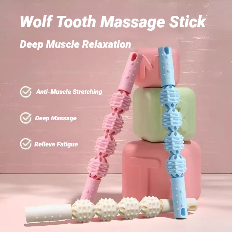 4-Ball Muscle Massage Roller Stick – Deep Tissue Fascia Release for Calves, Thighs, Arms & Forearms | Yoga, Fitness & Recovery Tool