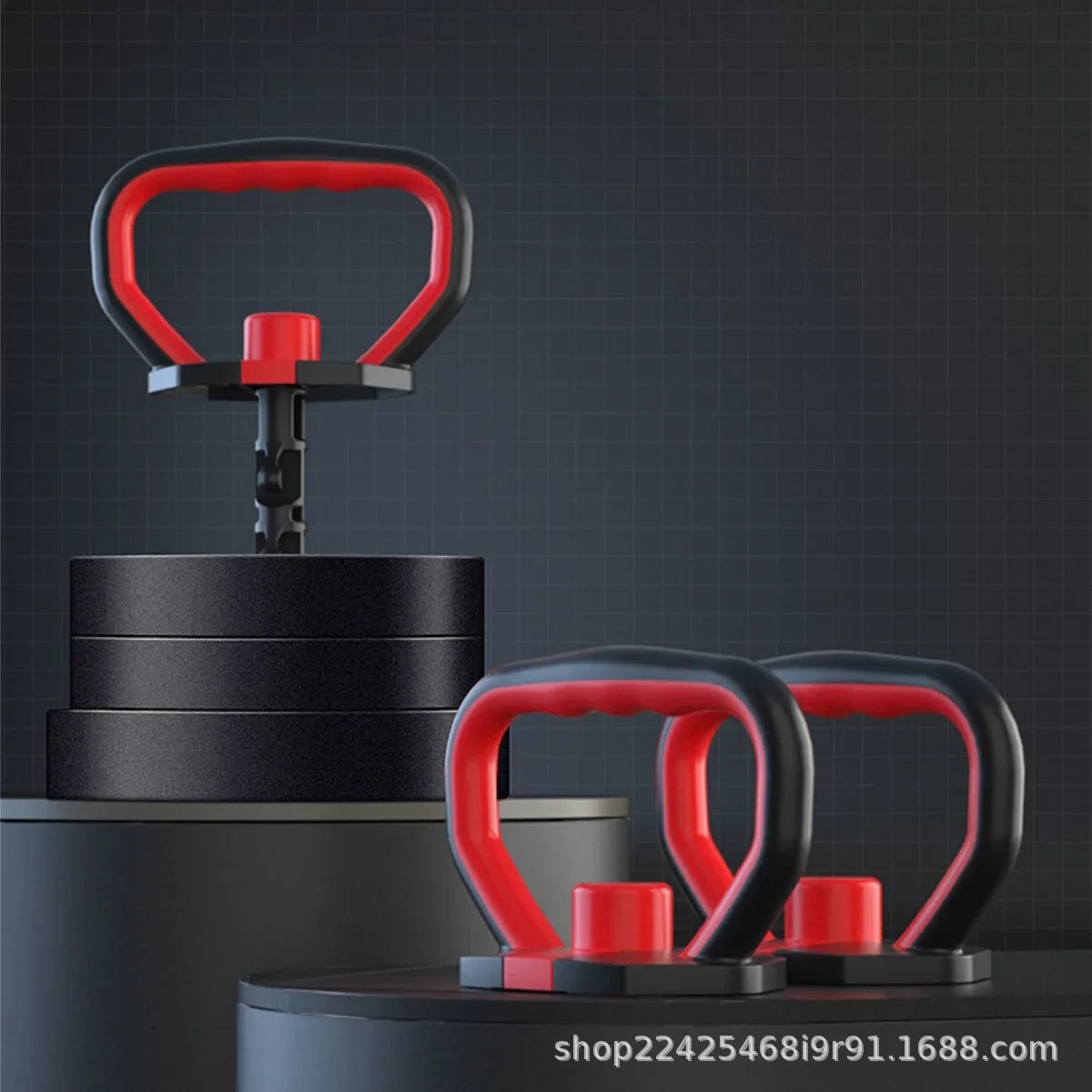 Adjustable Weight Dumbbell Handle & Kettlebell Base – Eco‑Friendly Home Gym Push‑Up & Strength Training Tool