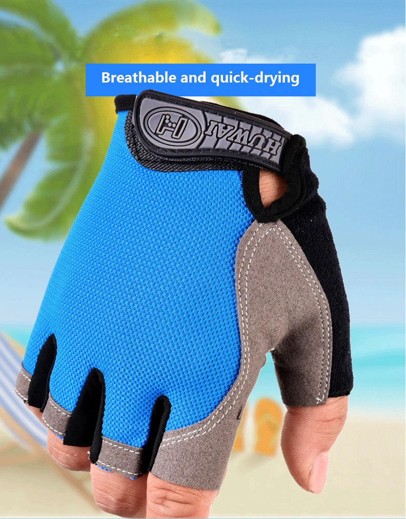 Performance Breathable Anti-Slip Fingerless Gym & Cycling Gloves for Men & Women – Shockproof Half-Finger Fitness, Fishing, Riding & Outdoor Sports Gloves