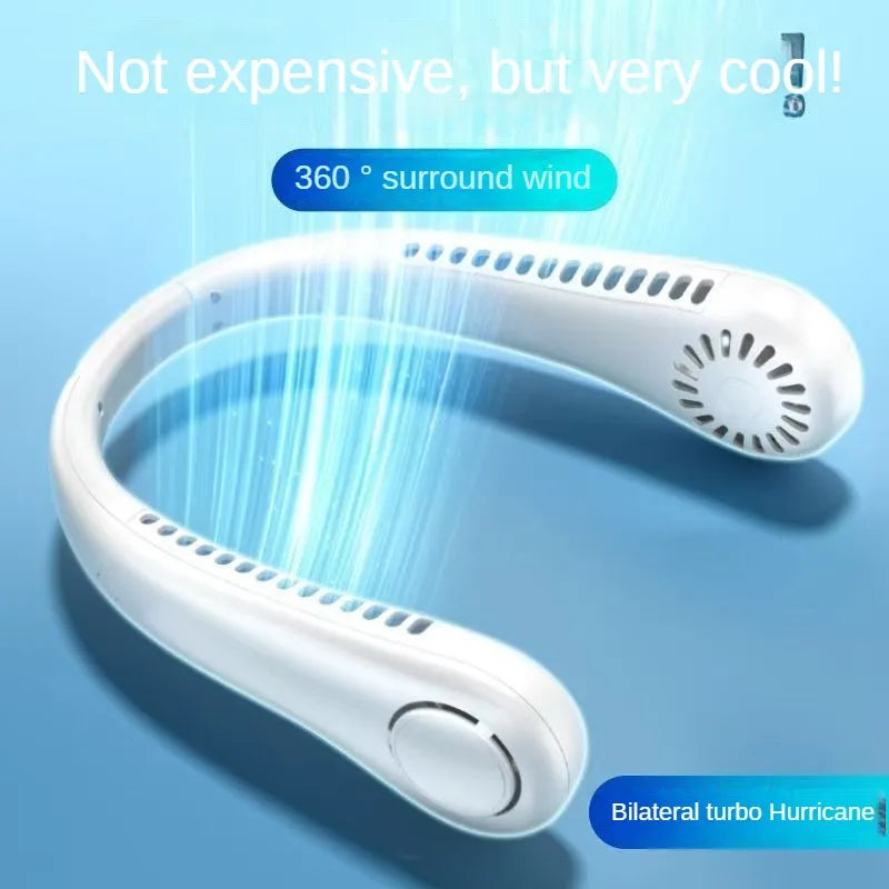 Portable Bladeless Neck Fan – USB Rechargeable Mini Air Cooler with 3-Speed Cooling for Sports, Gym & Outdoor Use