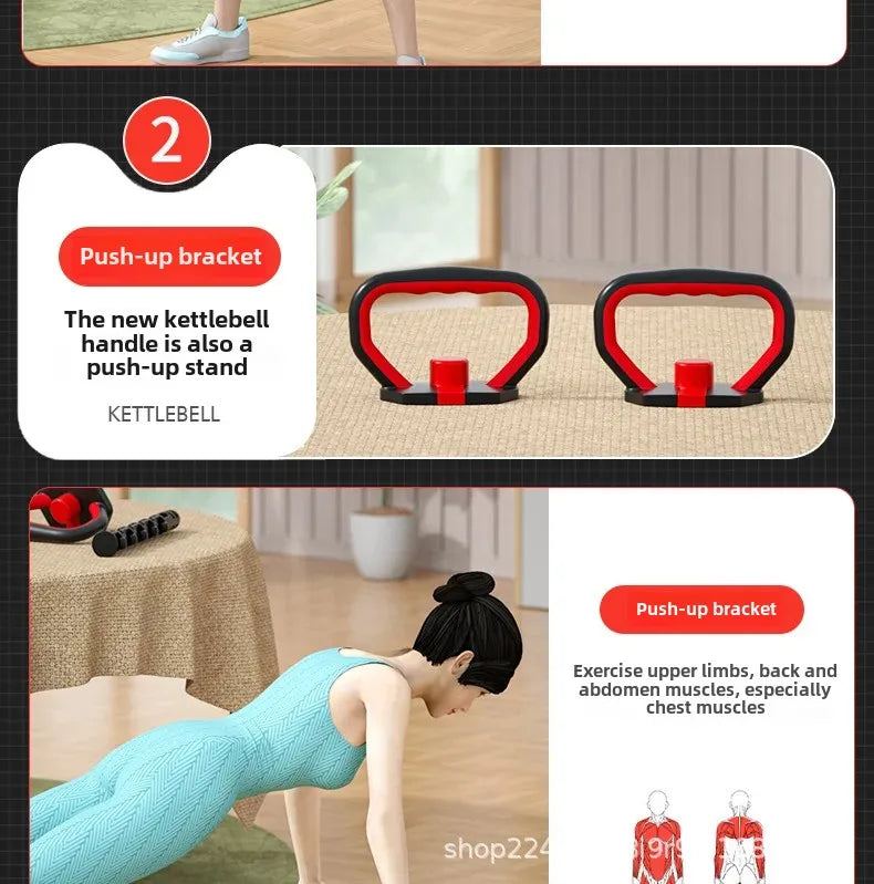 Adjustable Weight Dumbbell Handle & Kettlebell Base – Eco‑Friendly Home Gym Push‑Up & Strength Training Tool