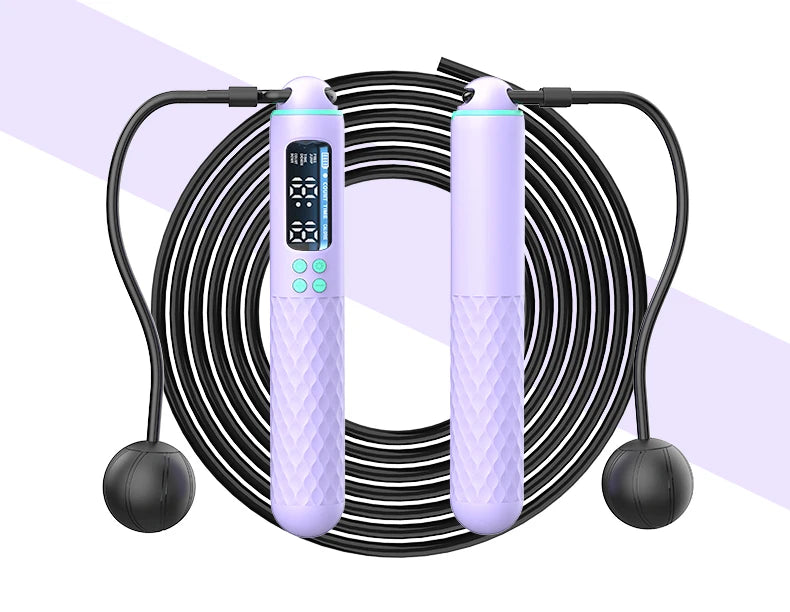 Rechargeable Digital Jump Rope Trainer – Adjustable Electronic Skipping Rope with Wireless/Ropeless Mode, LCD Counter & Calorie Tracker | USB Charging Fitness Tool