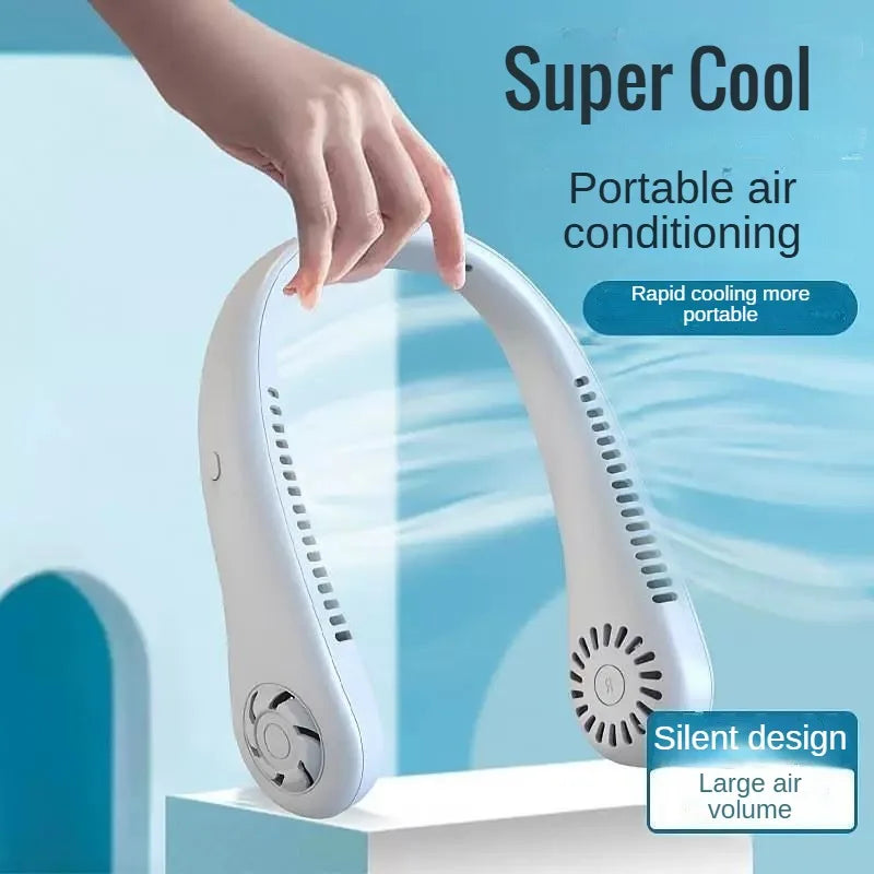 Portable Bladeless Neck Fan – USB Rechargeable Mini Air Cooler with 3-Speed Cooling for Sports, Gym & Outdoor Use