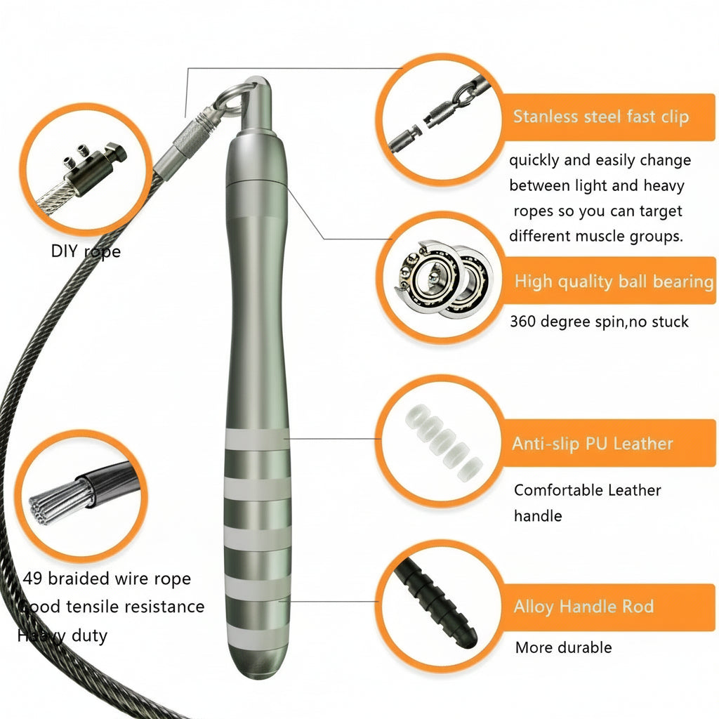CrossFit Speed Jump Rope – Adjustable Weighted Steel Wire, Double Bearing, Durable Home Gym Fitness Tool
